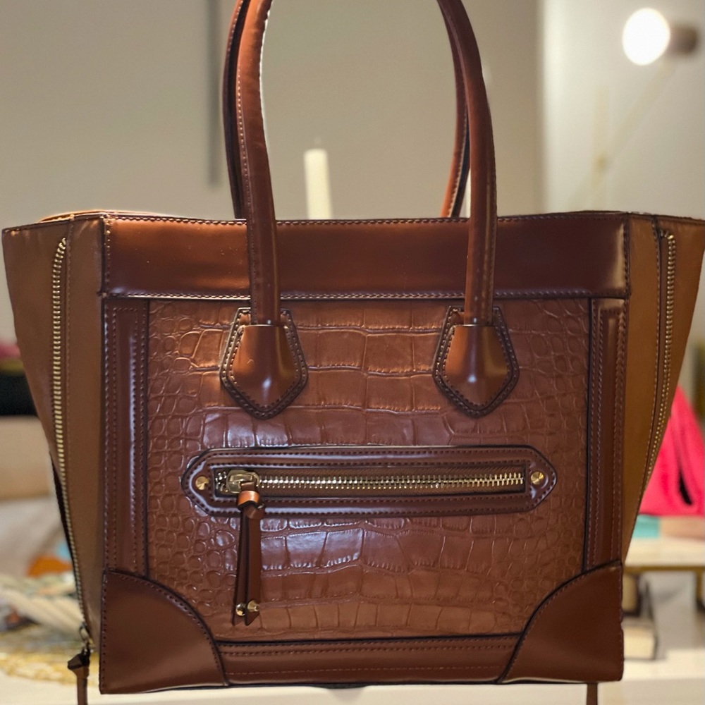 Aldo Cognac Faux Croc Tote Bag — inspired by the Celine Luggage Tote